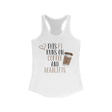 Tank Top This PT Runs on Coffee and Deadlifts Racerback Tank - Physio Memes