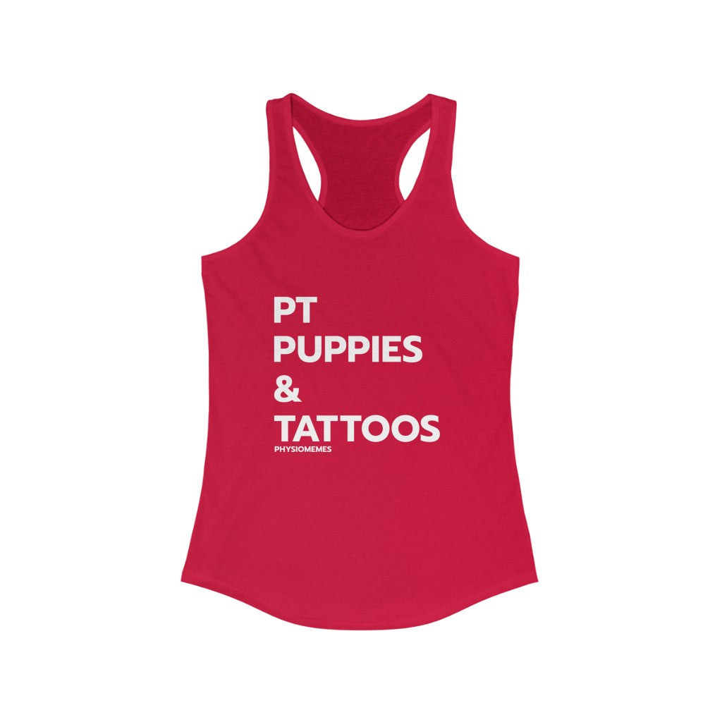 Tank Top PT Puppies & Tattoos Racerback Tank - Physio Memes
