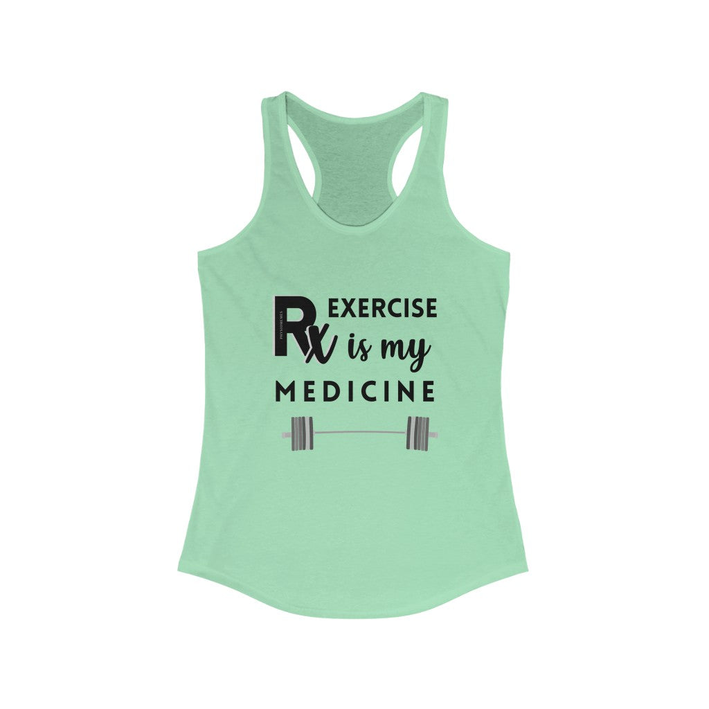 Tank Top Exercise is My Medicine (Barbell) Racerback Tank - Physio Memes