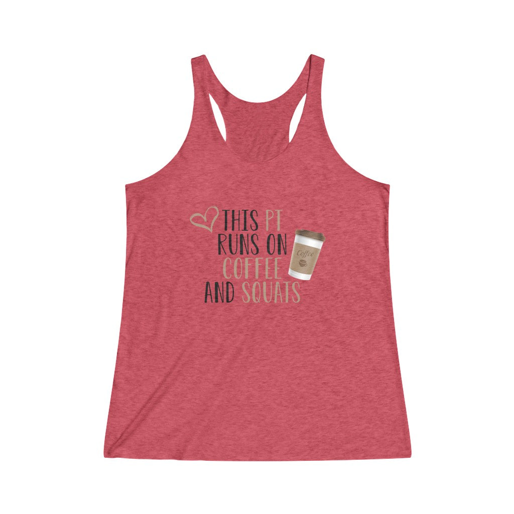 Tank Top Coffee and Squats Racerback Tank - Physio Memes