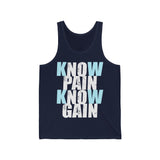 Tank Top Know Pain Know Gain (blue) Men's Tank - Physio Memes